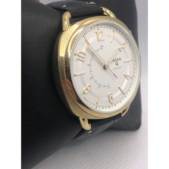 Fossil Q FTW1201 Women's Black Leather Analog Silver Dial Hybrid Smart Watch OL2 - Picture 3 of 9